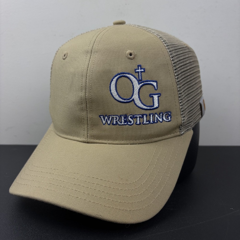 Carhartt Canvas Mesh Back Snapback Trucker Hat Tan OG Wrestling Christian Cap